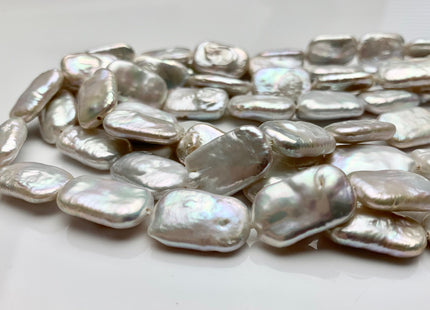 11-12x20 mm AA Natural White Rectangle Coin Freshwater Pearl Beads Genuine High Luster Coin Freshwater Pearls 19 Beads #P1824
