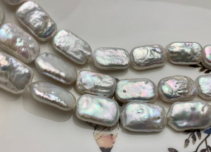 11-12x20 mm AA Natural White Rectangle Coin Freshwater Pearl Beads Genuine High Luster Coin Freshwater Pearls 19 Beads #P1824