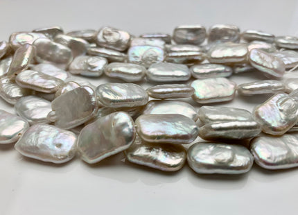 11-12x20 mm AA Natural White Rectangle Coin Freshwater Pearl Beads Genuine High Luster Coin Freshwater Pearls 19 Beads #P1824