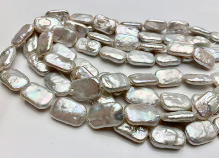 11-12x20 mm AA Natural White Rectangle Coin Freshwater Pearl Beads Genuine High Luster Coin Freshwater Pearls 19 Beads #P1824