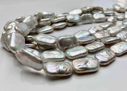 11-12x20 mm AA Natural White Rectangle Coin Freshwater Pearl Beads Genuine High Luster Coin Freshwater Pearls 19 Beads #P1824