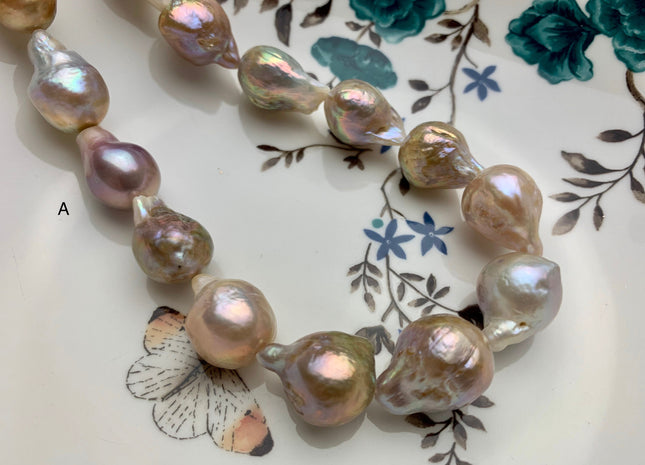 13x18-15x23 mm AAA Rare Natural Iridescent Vintage Pink Baroque Freshwater Pearl Beads Genuine Limited Edition Baroque Pearl Beads #1375