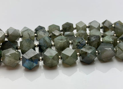 6-8 mm Natural Color Faceted Tumble Prism Cut Labradorite Gemstone Beads Genuine Natural Gray Labradorite Beads 8 inches Strand #3742
