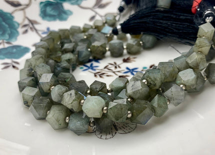 6-8 mm Natural Color Faceted Tumble Prism Cut Labradorite Gemstone Beads Genuine Natural Gray Labradorite Beads 8 inches Strand #3742