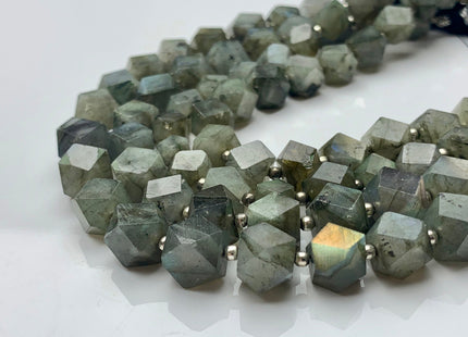 6-8 mm Natural Color Faceted Tumble Prism Cut Labradorite Gemstone Beads Genuine Natural Gray Labradorite Beads 8 inches Strand #3742