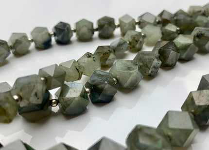 6-8 mm Natural Color Faceted Tumble Prism Cut Labradorite Gemstone Beads Genuine Natural Gray Labradorite Beads 8 inches Strand #3742