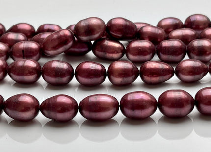 10x12 mm B Grade Cranberry Color Freshwater Pearls Long Rice/Oval Shape Pearl Beads Genuine Freshwater Pearls #1177