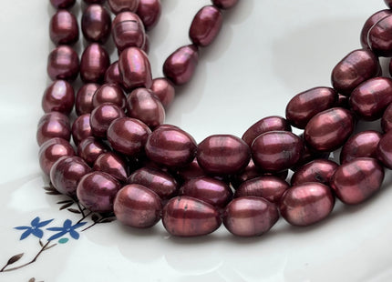10x12 mm B Grade Cranberry Color Freshwater Pearls Long Rice/Oval Shape Pearl Beads Genuine Freshwater Pearls #1177