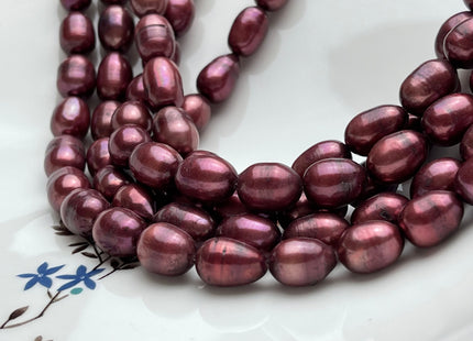 10x12 mm B Grade Cranberry Color Freshwater Pearls Long Rice/Oval Shape Pearl Beads Genuine Freshwater Pearls #1177