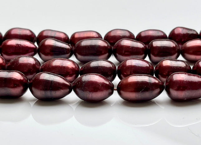 10x12-15 mm Burgundy B Grade Freshwater Oval Rice Pearls, Genuine Burgundy Oval/Rice Freshwater Pearls #1303