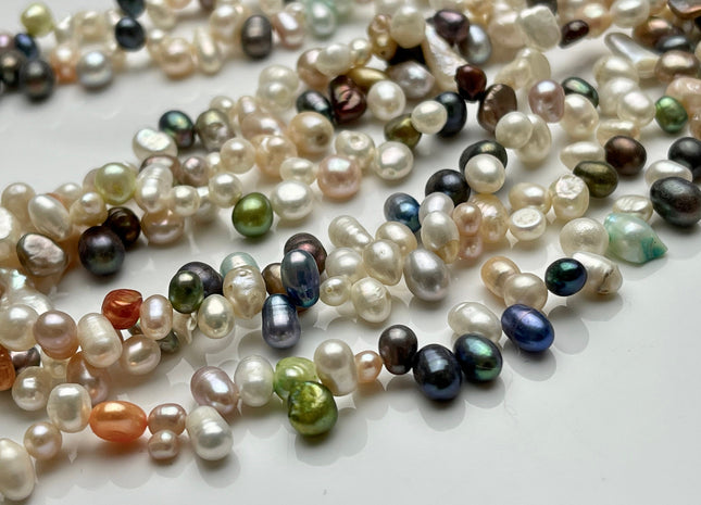 4-6x6-10 mm Top Drilled Irregular Rice Freshwater Pearl Genuine Mixed white Green Peacock Gray Freshwater Dancing Pearls #457