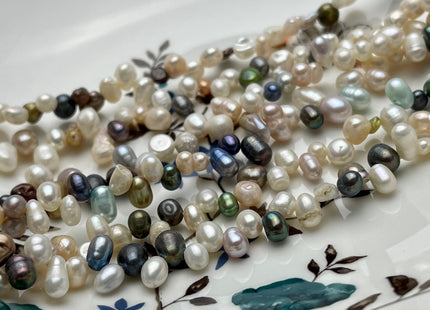 4-6x6-10 mm Top Drilled Irregular Rice Freshwater Pearl Genuine Mixed white Green Peacock Gray Freshwater Dancing Pearls #457