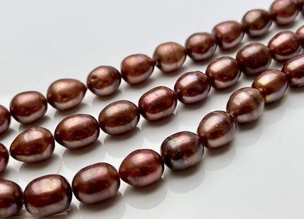 10x13 mm Copper Brown Rice/Oval Freshwater Pearl Beads, Genuine Cultured Brown Rice Freshwater Pearl Beads 32 Beads #469
