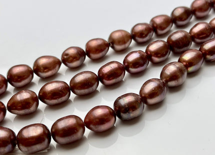 10x13 mm Copper Brown Rice/Oval Freshwater Pearl Beads, Genuine Cultured Brown Rice Freshwater Pearl Beads 32 Beads #469