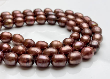 10x13 mm Copper Brown Rice/Oval Freshwater Pearl Beads, Genuine Cultured Brown Rice Freshwater Pearl Beads 32 Beads #469