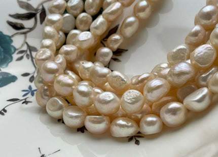 10x12 mm Natural Light Peach Champagne Color Rice Nugget Freshwater Pearl Beads, Genuine Freshwater Pearl Nuggets #1223