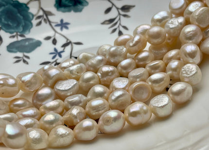 10x12 mm Natural Light Peach Champagne Color Rice Nugget Freshwater Pearl Beads, Genuine Freshwater Pearl Nuggets #1223