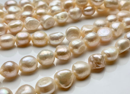 10x12 mm Natural Light Peach Champagne Color Rice Nugget Freshwater Pearl Beads, Genuine Freshwater Pearl Nuggets #1223