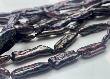 7x22-25 mm Peacock Or Green Peacock Freshwater Biwa/Stick Pearls, Genuine High Luster Peacock Biwa Stick Freshwater Pearls #P1827
