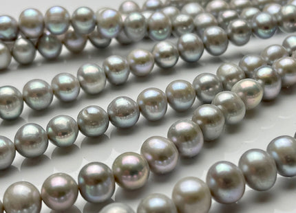 9 mm AA Silver Gray/Dark Gray Semi-Round / Potato Freshwater Pearl Genuine Round Freshwater Pearls, Gray Freshwater Pearl Beads #1039
