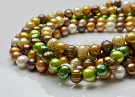 8-9 mm Multi Color Potato Freshwater Pearl Beads, Mixed Color Potato Pearls, Genuine Cultured Freshwater Pearl Beads #552