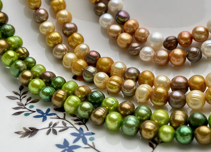 8-9 mm Multi Color Potato Freshwater Pearl Beads, Mixed Color Potato Pearls, Genuine Cultured Freshwater Pearl Beads #552