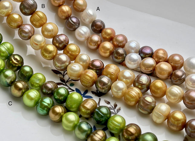 8-9 mm Multi Color Potato Freshwater Pearl Beads, Mixed Color Potato Pearls, Genuine Cultured Freshwater Pearl Beads #552