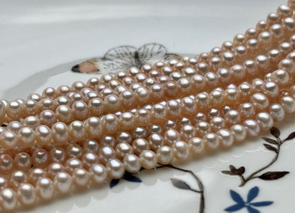 3.5-4 mm 6 mm AAA Natural Pink Potato Freshwater Pearl Beads Pink Potato Genuine Cultured Pearl Beads Wedding / Bridal Pearls #376