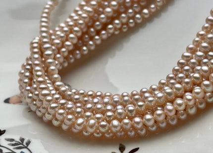 3.5-4 mm 6 mm AAA Natural Pink Potato Freshwater Pearl Beads Pink Potato Genuine Cultured Pearl Beads Wedding / Bridal Pearls #376