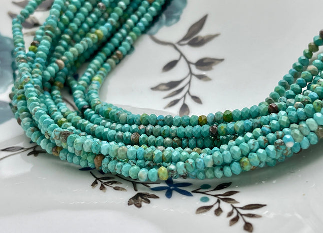2x3 mm Faceted Rondelle Turquoise Beads 15 Inches Strand #3841