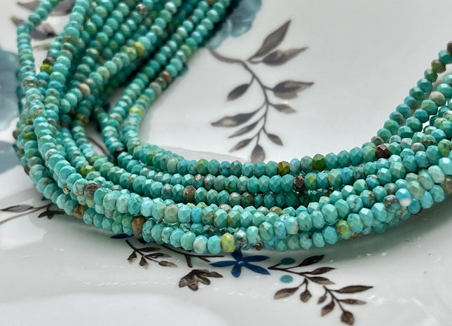 2x3 mm Faceted Rondelle Turquoise Beads 15 Inches Strand #3841
