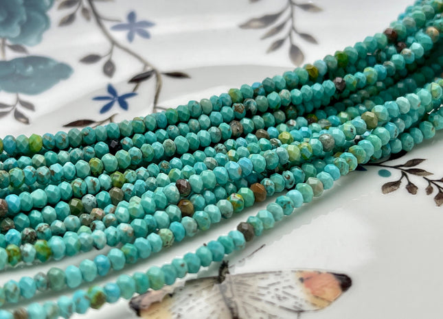 2x3 mm Faceted Rondelle Turquoise Beads 15 Inches Strand #3841