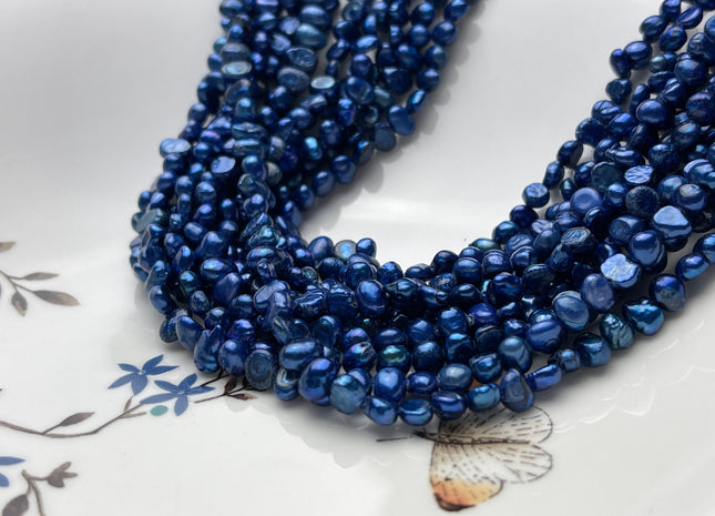 5 mm Royal Blue Color Potato Nugget Freshwater Pearl Beads Genuine Freshwater Pearls Tiny Blue Nugget Seed Pearl Beads #P1865