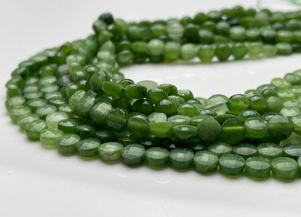6 mm Micro Faceted Diamond Cut Green Jasper Flat Coin Disc Shape Gemstone Beads Genuine Natural Green Color Jasper 15 Inches Strand #3845