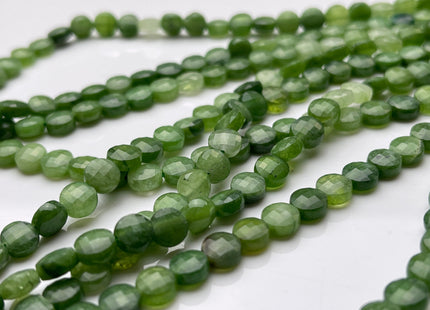 6 mm Micro Faceted Diamond Cut Green Jasper Flat Coin Disc Shape Gemstone Beads Genuine Natural Green Color Jasper 15 Inches Strand #3845