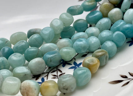 10-11x11-13mm Natural Brown And Blue Color Amazonite Gemstone Irregular Nugget Beads Genuine Amazonite Irregular Nugget Gemstone Beads #3849