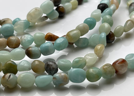 8-9x9-11 mm Natural Brown And Blue Color Amazonite Gemstone Irregular Nugget Beads Genuine Amazonite Irregular Nugget Gemstone Beads #3850