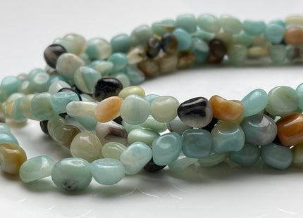 8-9x9-11 mm Natural Brown And Blue Color Amazonite Gemstone Irregular Nugget Beads Genuine Amazonite Irregular Nugget Gemstone Beads #3850