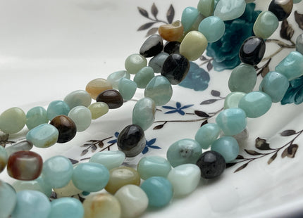 8-9x9-11 mm Natural Brown And Blue Color Amazonite Gemstone Irregular Nugget Beads Genuine Amazonite Irregular Nugget Gemstone Beads #3850