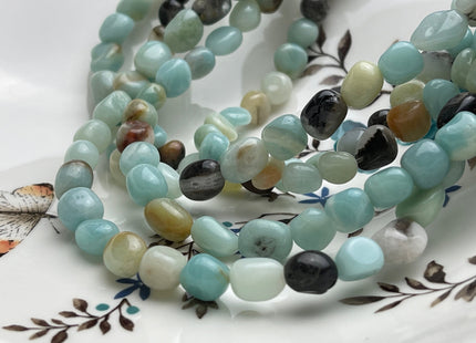 8-9x9-11 mm Natural Brown And Blue Color Amazonite Gemstone Irregular Nugget Beads Genuine Amazonite Irregular Nugget Gemstone Beads #3850