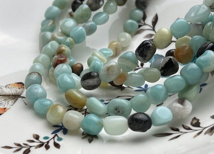 8-9x9-11 mm Natural Brown And Blue Color Amazonite Gemstone Irregular Nugget Beads Genuine Amazonite Irregular Nugget Gemstone Beads #3850