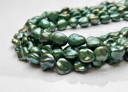 10-11x12-14 mm Dark Forest Green Color Keshi Nugget Freshwater Pearl Beads Genuine Green Keshi Nugget Freshwater Pearl Beads #P1872