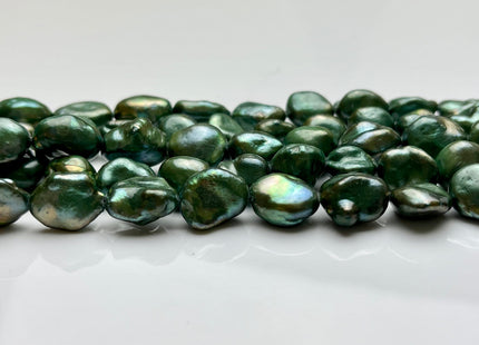 10-11x12-14 mm Dark Forest Green Color Keshi Nugget Freshwater Pearl Beads Genuine Green Keshi Nugget Freshwater Pearl Beads #P1872