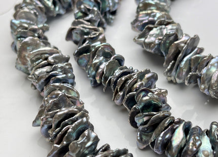 17-24 mm AAA Very Rare Silver Gray Color Keshi Freshwater Pearl Beads Center Drilled Cornflake Shape Chip Petal Pearls #P1874
