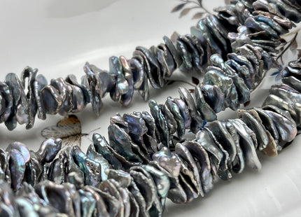 17-24 mm AAA Very Rare Silver Gray Color Keshi Freshwater Pearl Beads Center Drilled Cornflake Shape Chip Petal Pearls #P1874