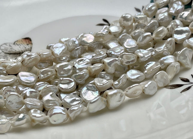 7-8x8-9 mm AAA High Luster Natural White Keshi Freshwater Pearls Genuine High Luster Natural White Color Keshi Pearl Beads #P1860