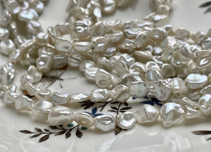 7-8x8-9 mm AAA High Luster Natural White Keshi Freshwater Pearls Genuine High Luster Natural White Color Keshi Pearl Beads #P1860
