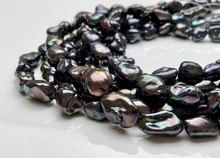 10-12x15-17 mm Green Peacock Color Rice Nugget Freshwater Pearl Beads Green Peacock Large Rice Nugget Pearl Beads #P1876