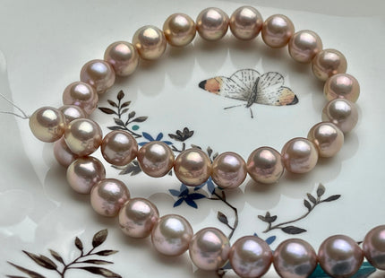 10-11.5mm AAAAA Very Rare Natural Pink With Gold Sheen Freshwater Round Edison Pearl Bead High Luster Genuine Edison Pearl 38 Beads #P1894