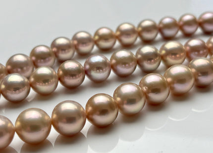 10-11.5mm AAAAA Very Rare Natural Pink With Gold Sheen Freshwater Round Edison Pearl Bead High Luster Genuine Edison Pearl 38 Beads #P1894